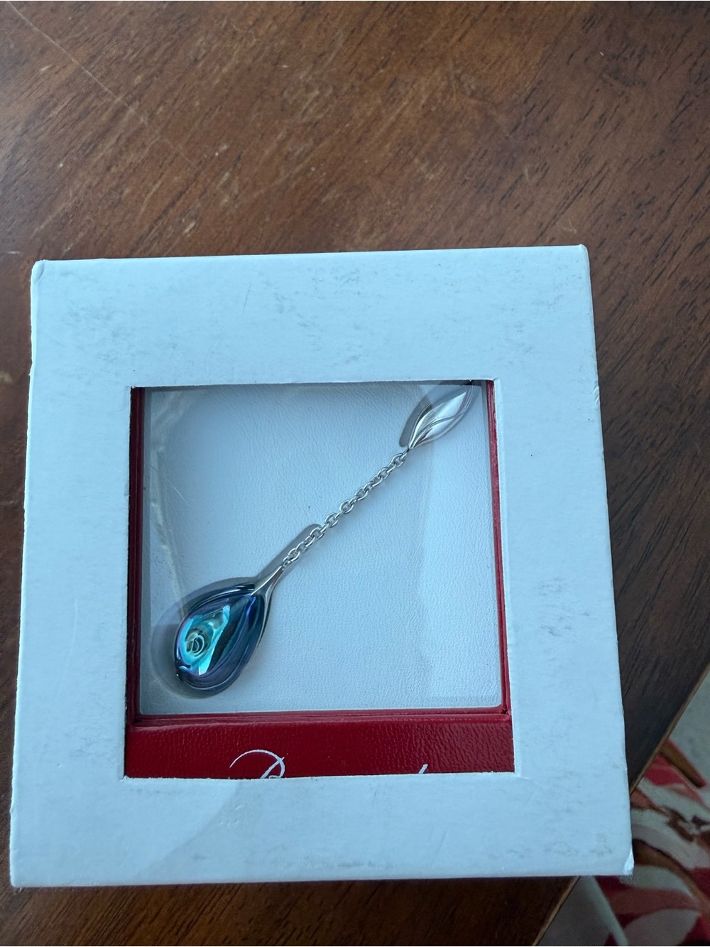 Baccarat Blue Teardrop Pendant Necklace with Silver Chain